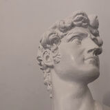 Head David in white plaster Roman Greek sculpture