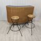 Vintage wicker bar and its two stools