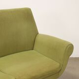 Vintage fabric and brass 3-seater sofa, Italian design, 1950s-60s, original