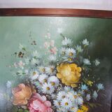 Oil painting still life vase bouquet of flowers signed