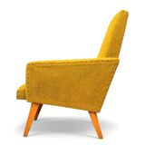 Vintage 60s armchair in cumin yellow terry fabric
