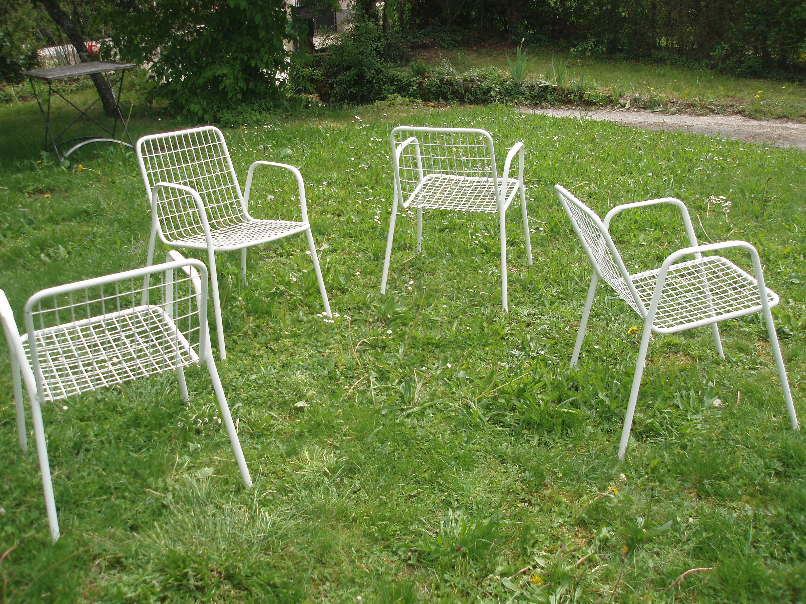 Series of 4 garden armchairs vintage signed EMU model Rio