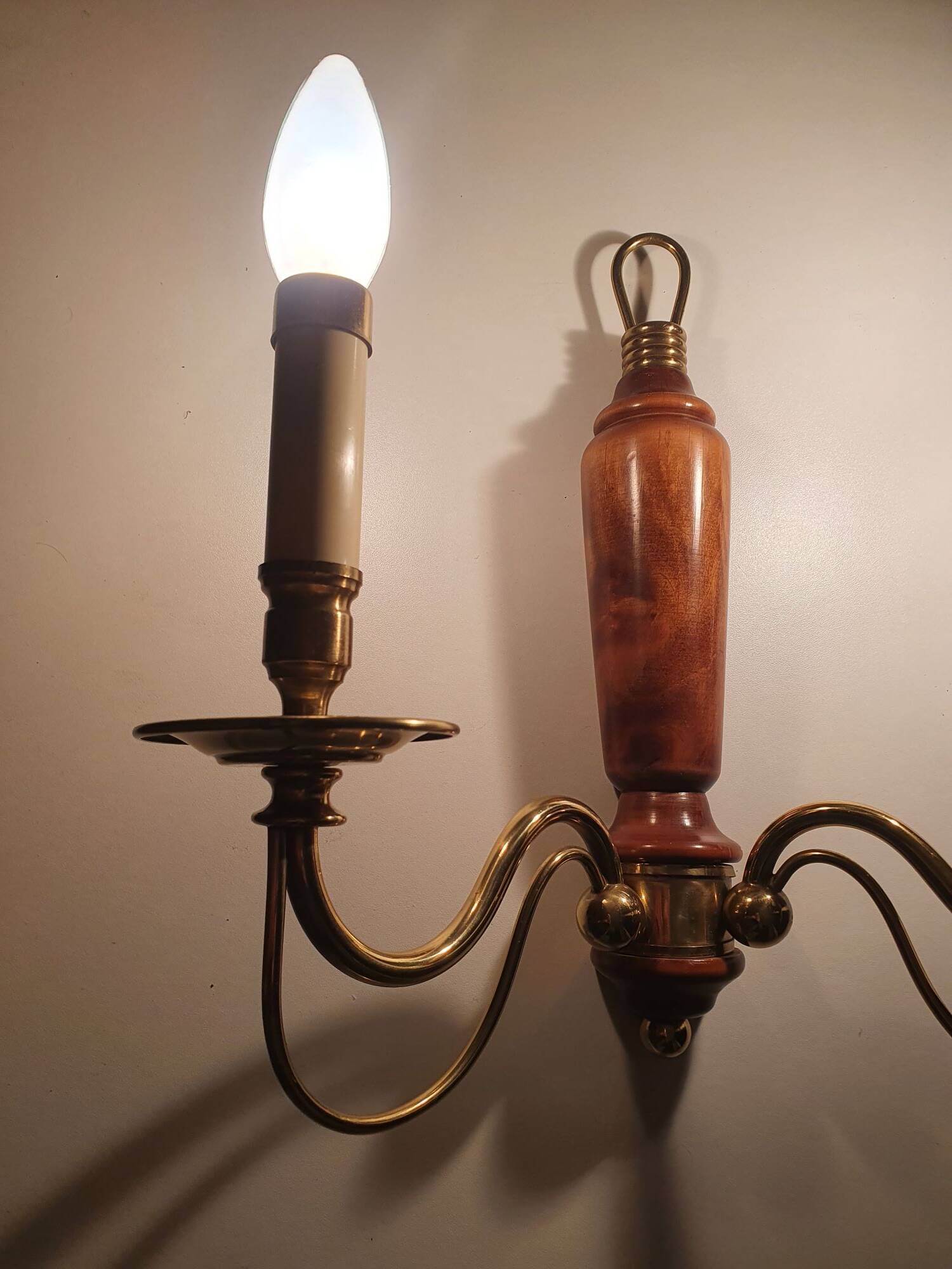 Pair of large antique candlestick wall sconces