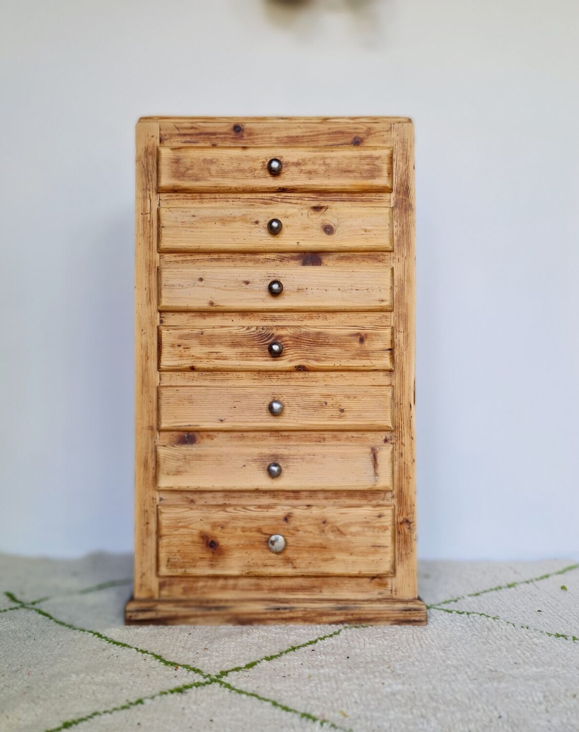 Old wooden semainier in rough wood