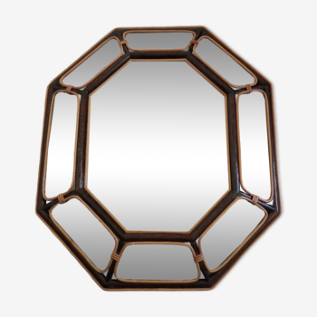 Miroir rotin octogonale 68 cm