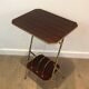 Mahogany and gold metal stool in faux-bamboo style.