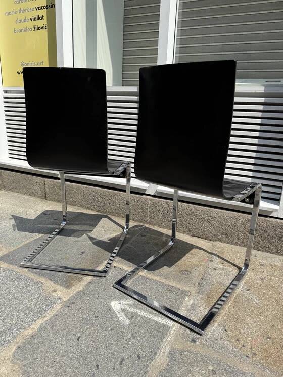 "Klass" designer chairs - wenge wood and chrome legs