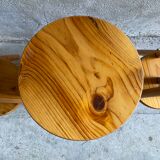 Vintage tripod workshop stool in pitchpin with height-adjustable screws