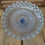 Présentoir à gâteaux corbeille à fruits dentelle verre bleu ancien dp 0422045