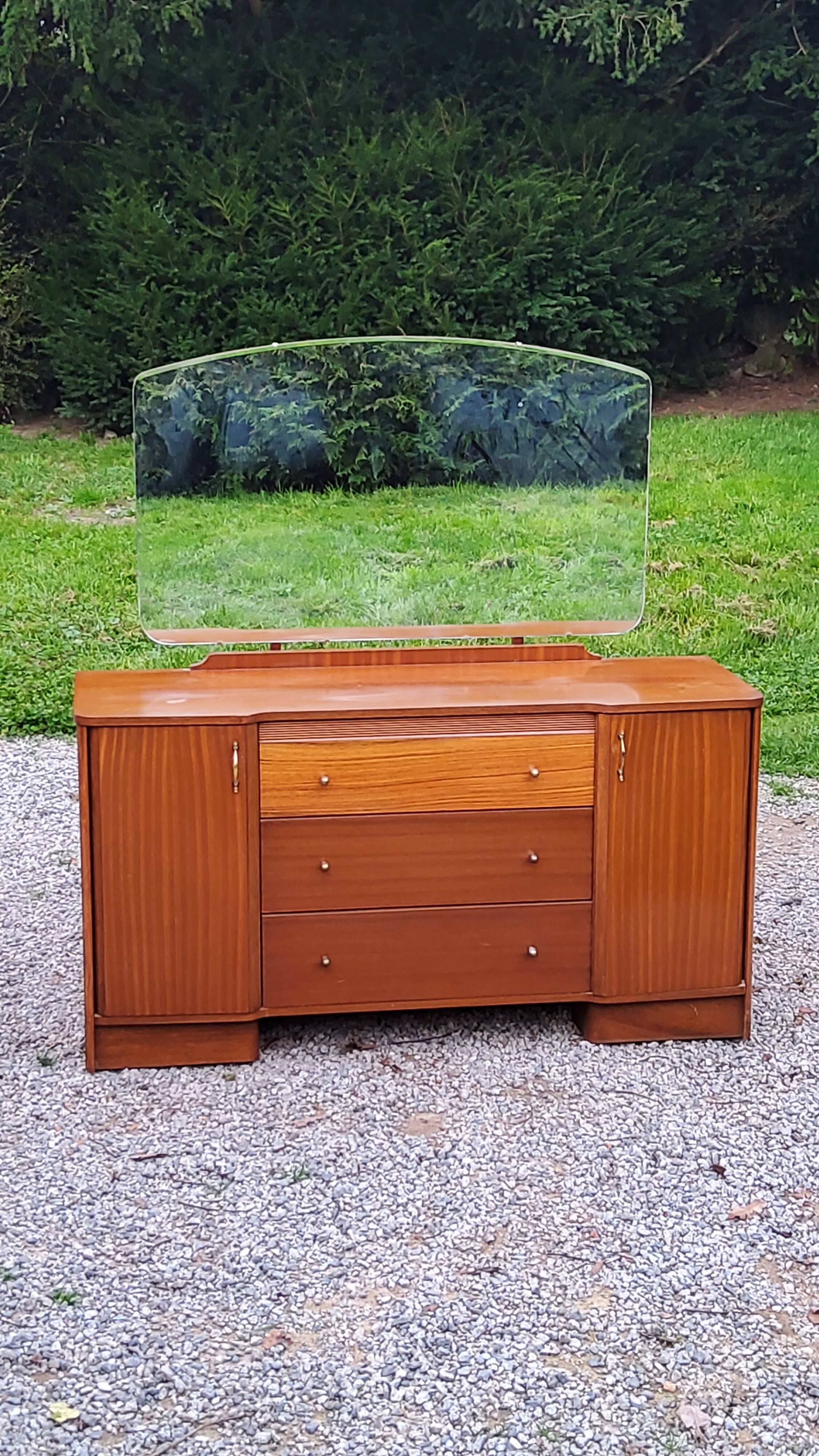 Vintage 1960s mahogany dressing table chest of drawers