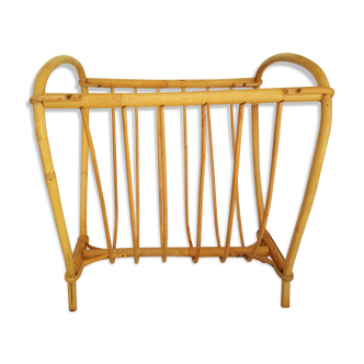 Vintage rattan magazine rack