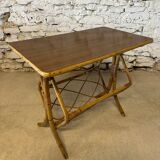 Table basse avec portes revues en  rotin vintage