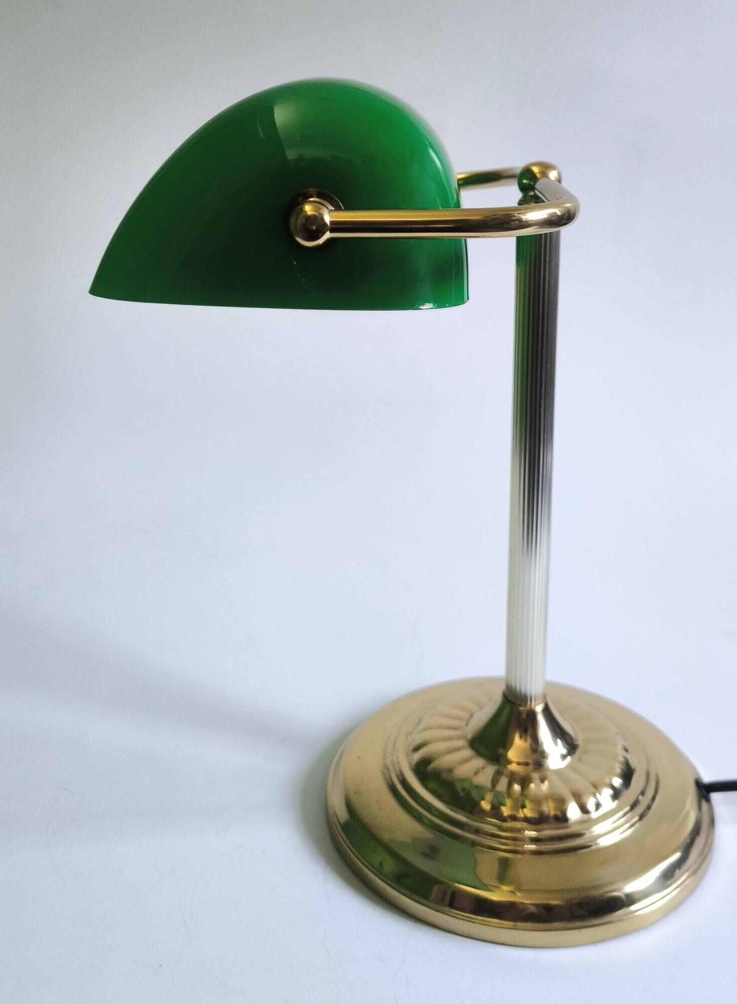 French banker lamp made of green opaline glass.