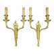 Pair of large wall sconces with flowers in the Louis XVI style from the 19th century - gilded bronze.