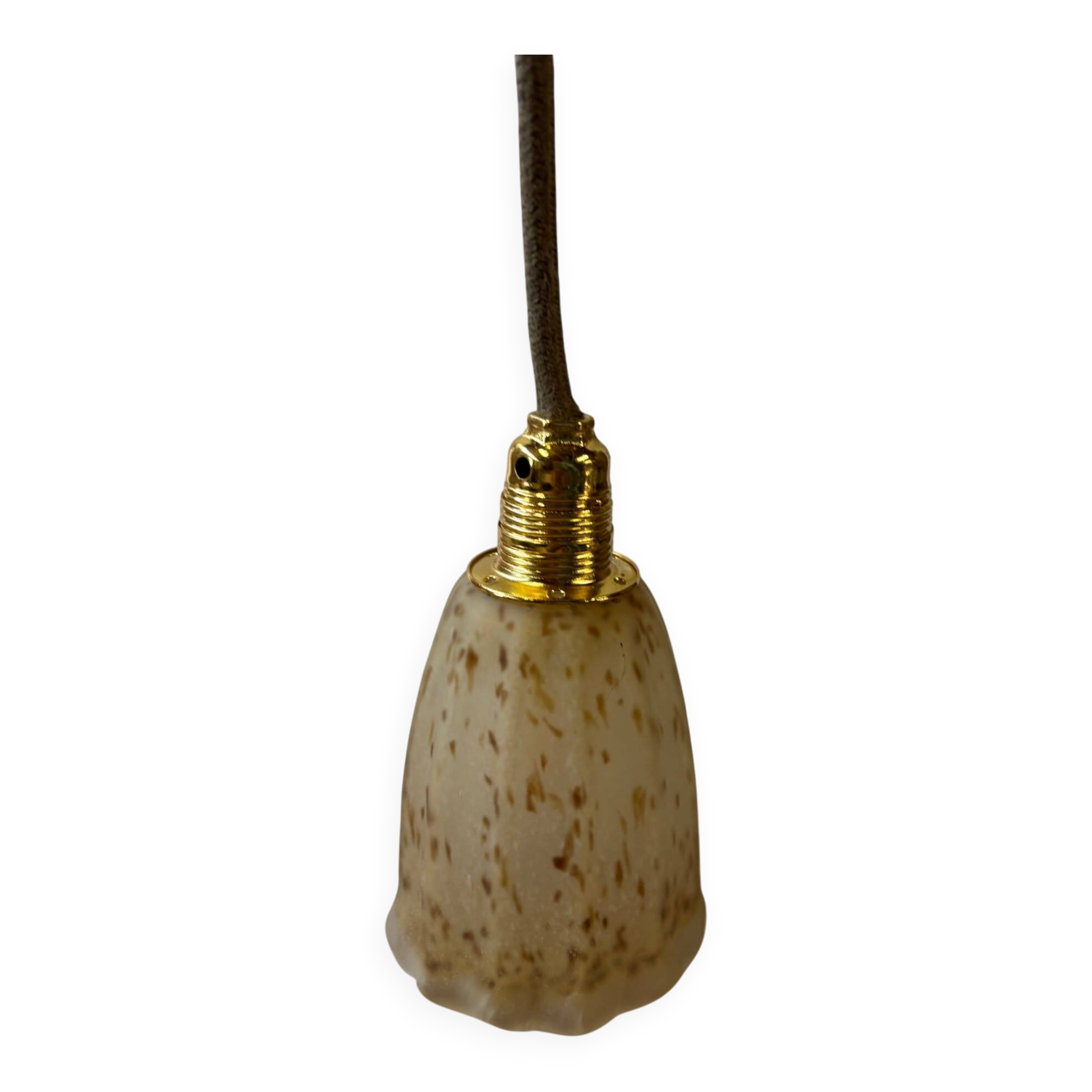 Suspension/baladeuse abat-jour verre moucheté vintage