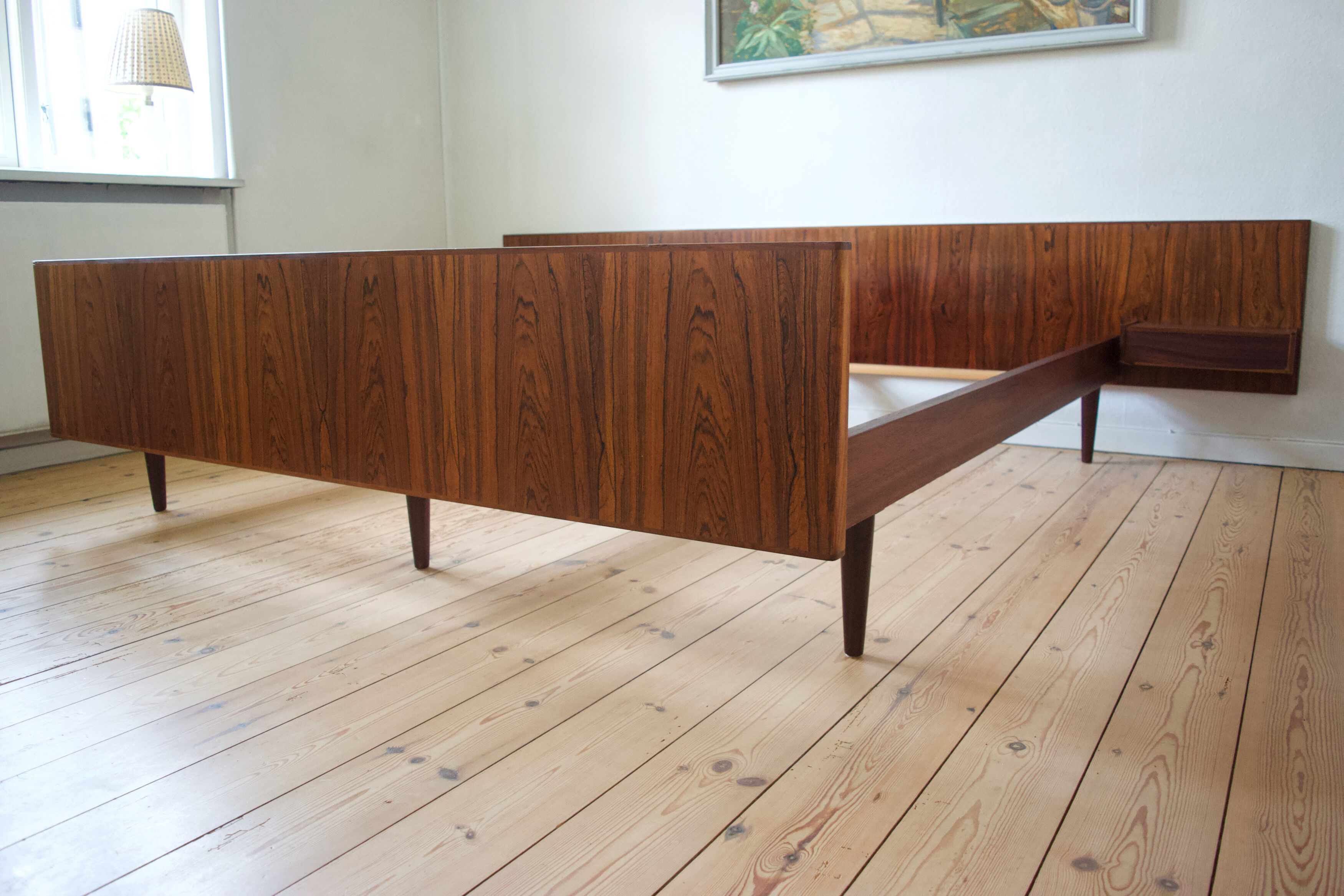 Danish rosewood floating bed from Sannemans Møbelfabrik, 1960s