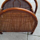 Vintage rattan cane magazine rack