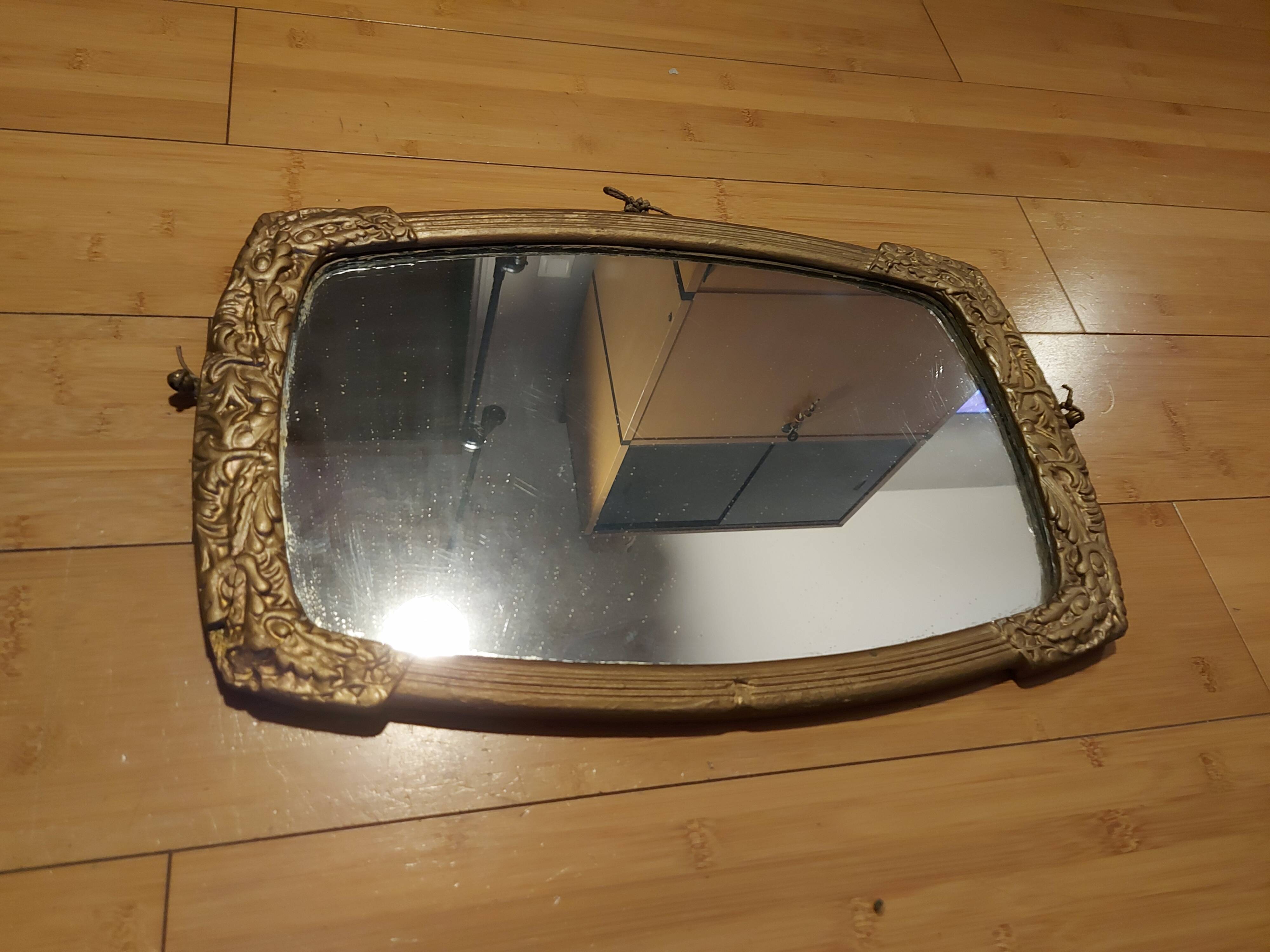 Painted wooden art deco mirror 33 X 51 cm