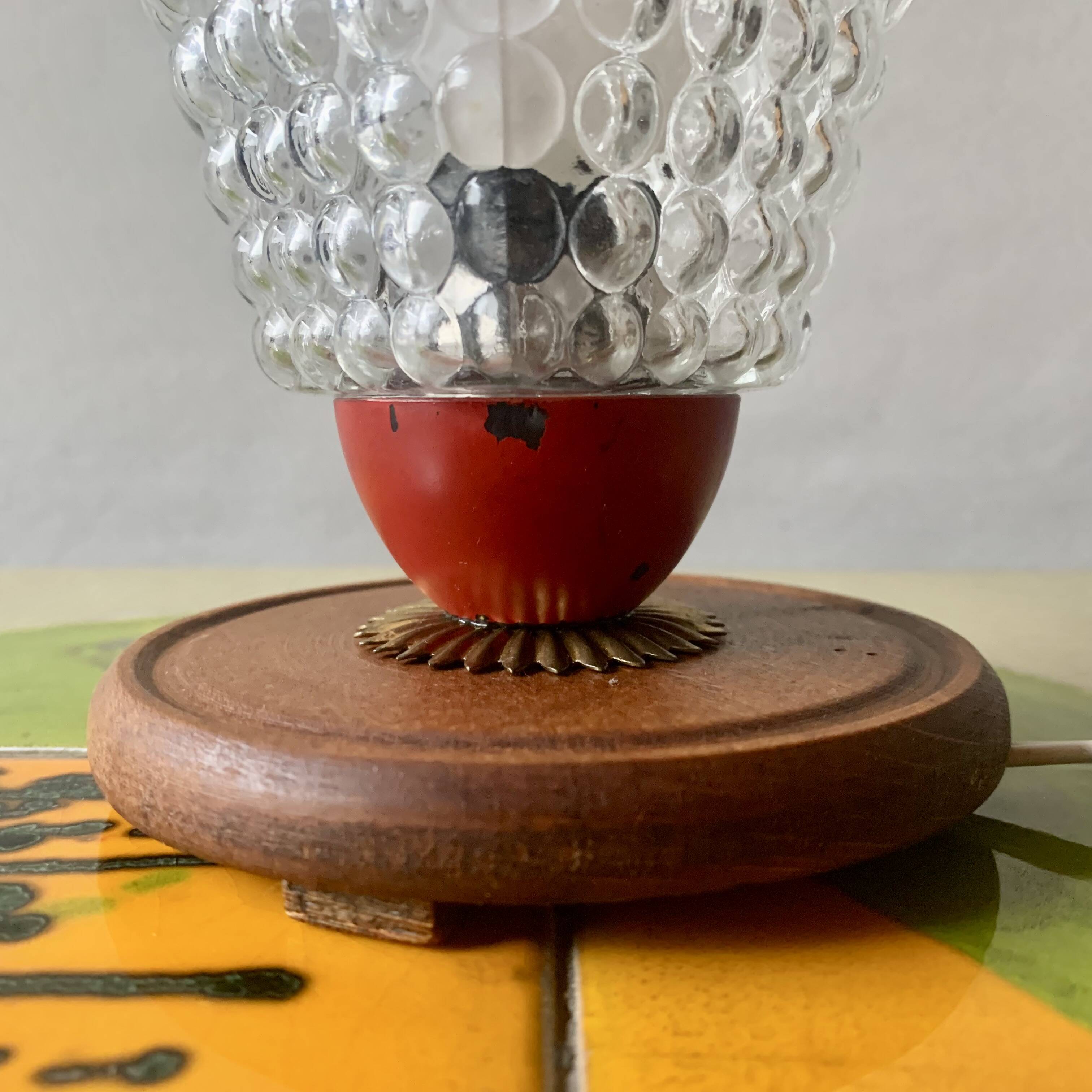 Small vintage bedside lamp in molded glass - 1950s