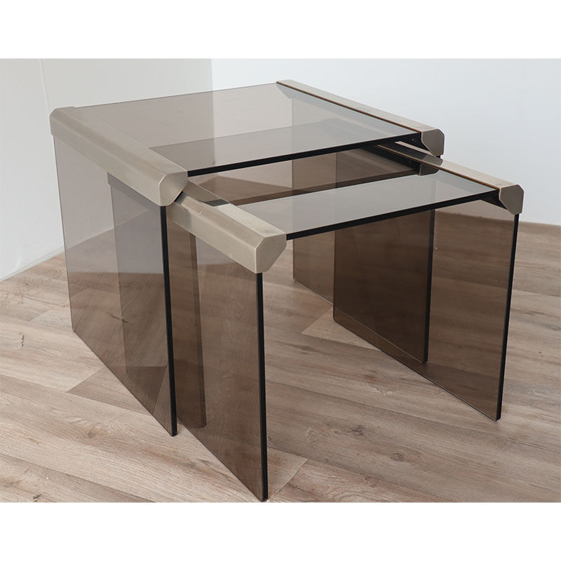 Set of 2 glass trundle tables by Gallotti and Radice 1970