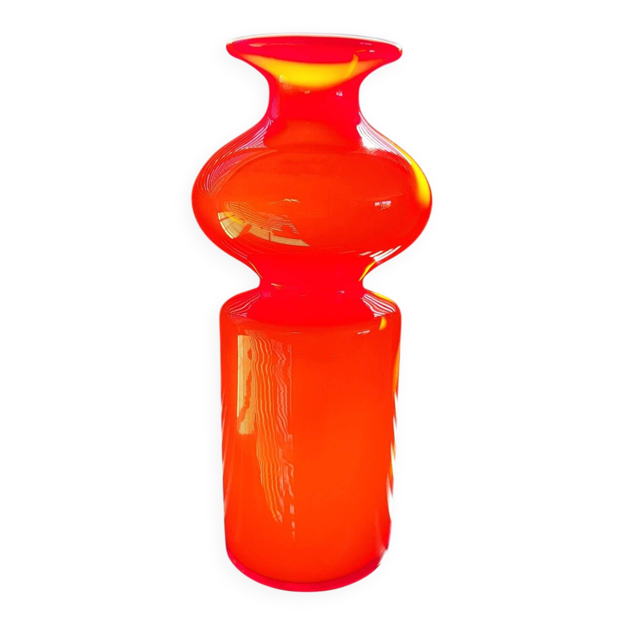 Scandinavische glazen hooped vaas Per Lütken voor Holmegaard, Denmark, 1950