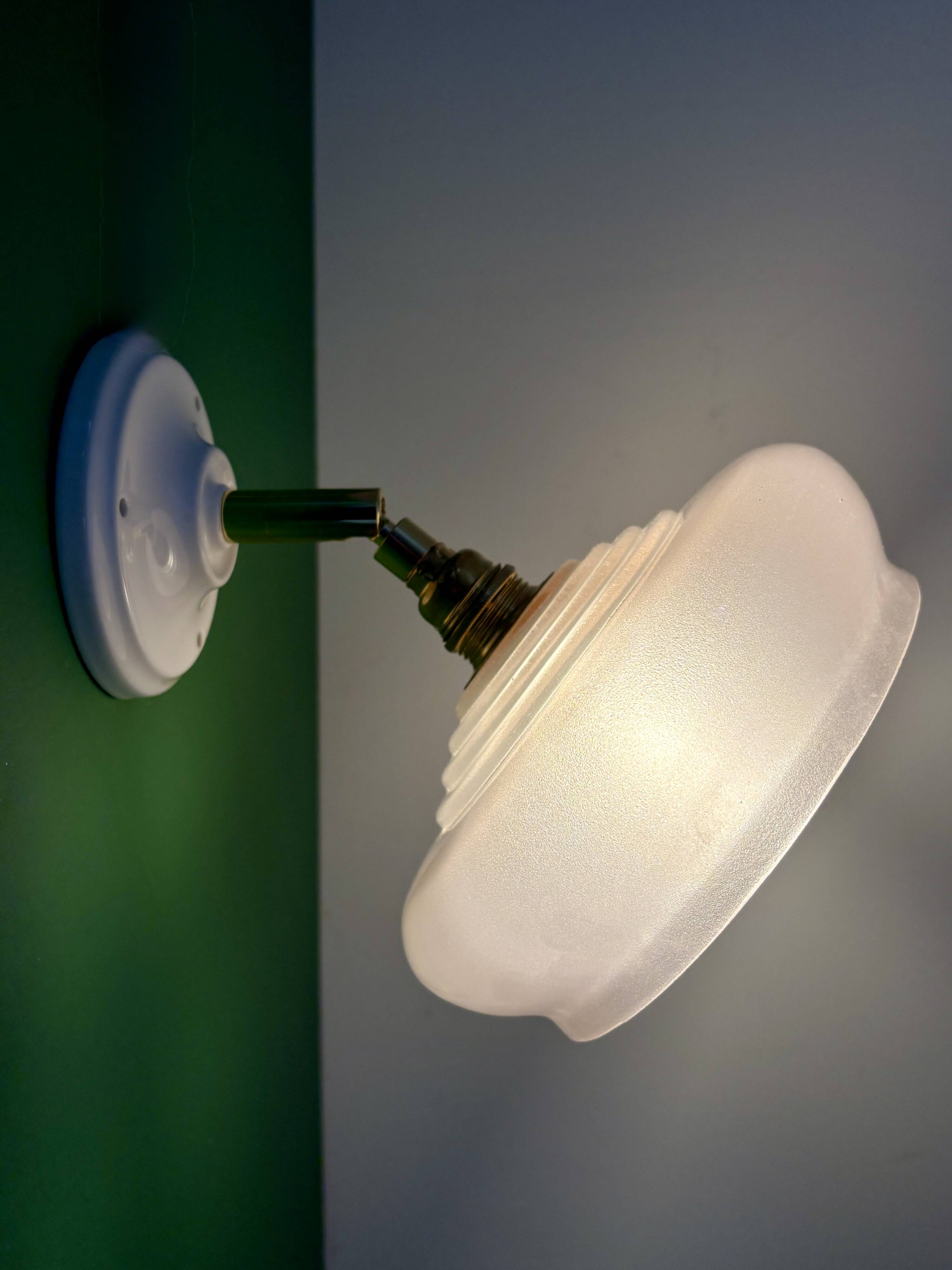 Vintage pink glass lampshade wall lamp