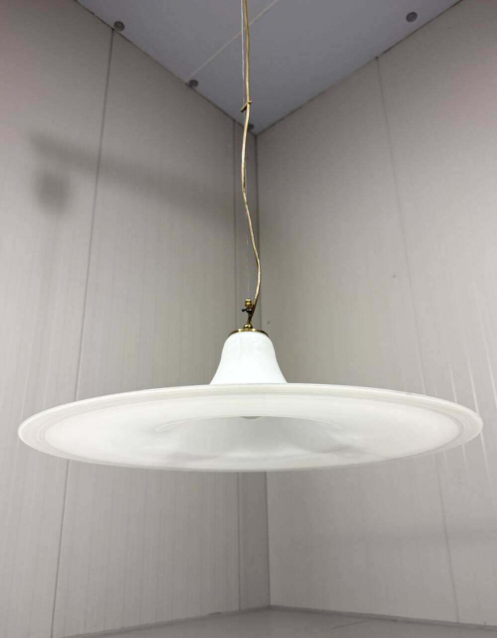 Large white glass hanging lamp by Vistosi, Italy