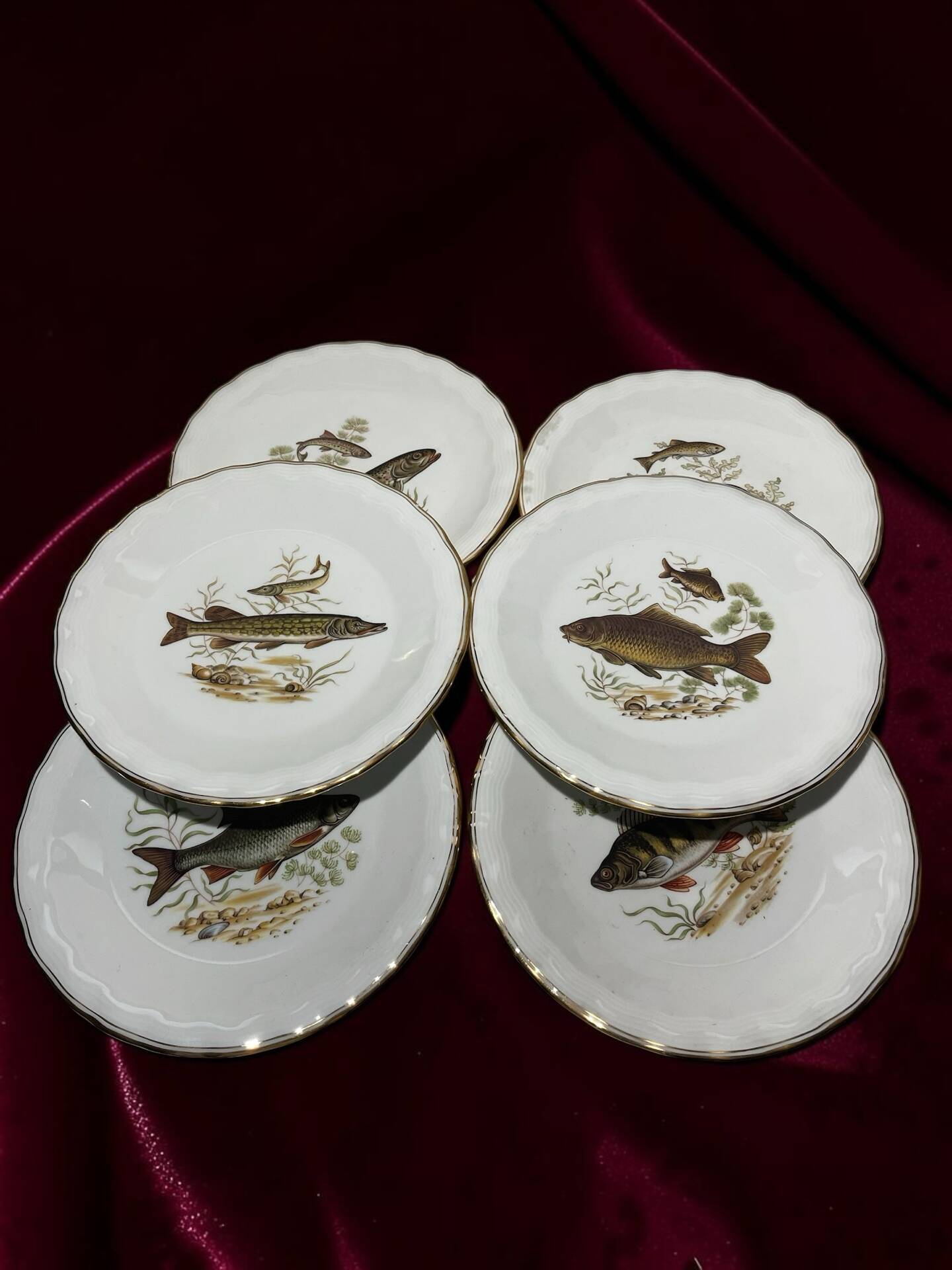 Fish plates in Limoges porcelain – Vintage service for 6