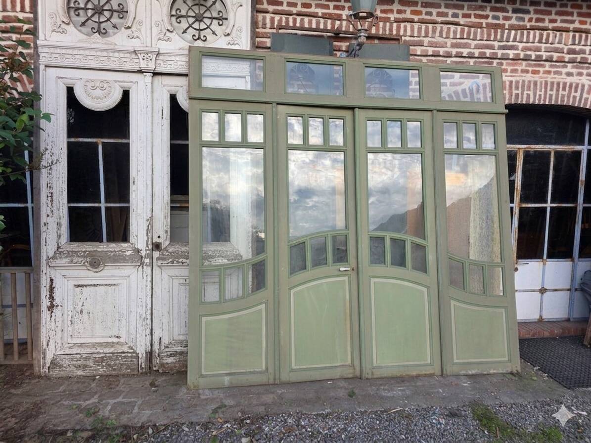 4 Art Nouveau partition doors + transom