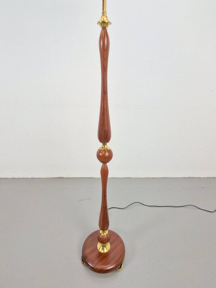 Vintage Scandinavian Floor Lamp in Teak and Brass, 1960s