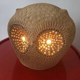 Vintage stoneware owl lamp, circa 1970