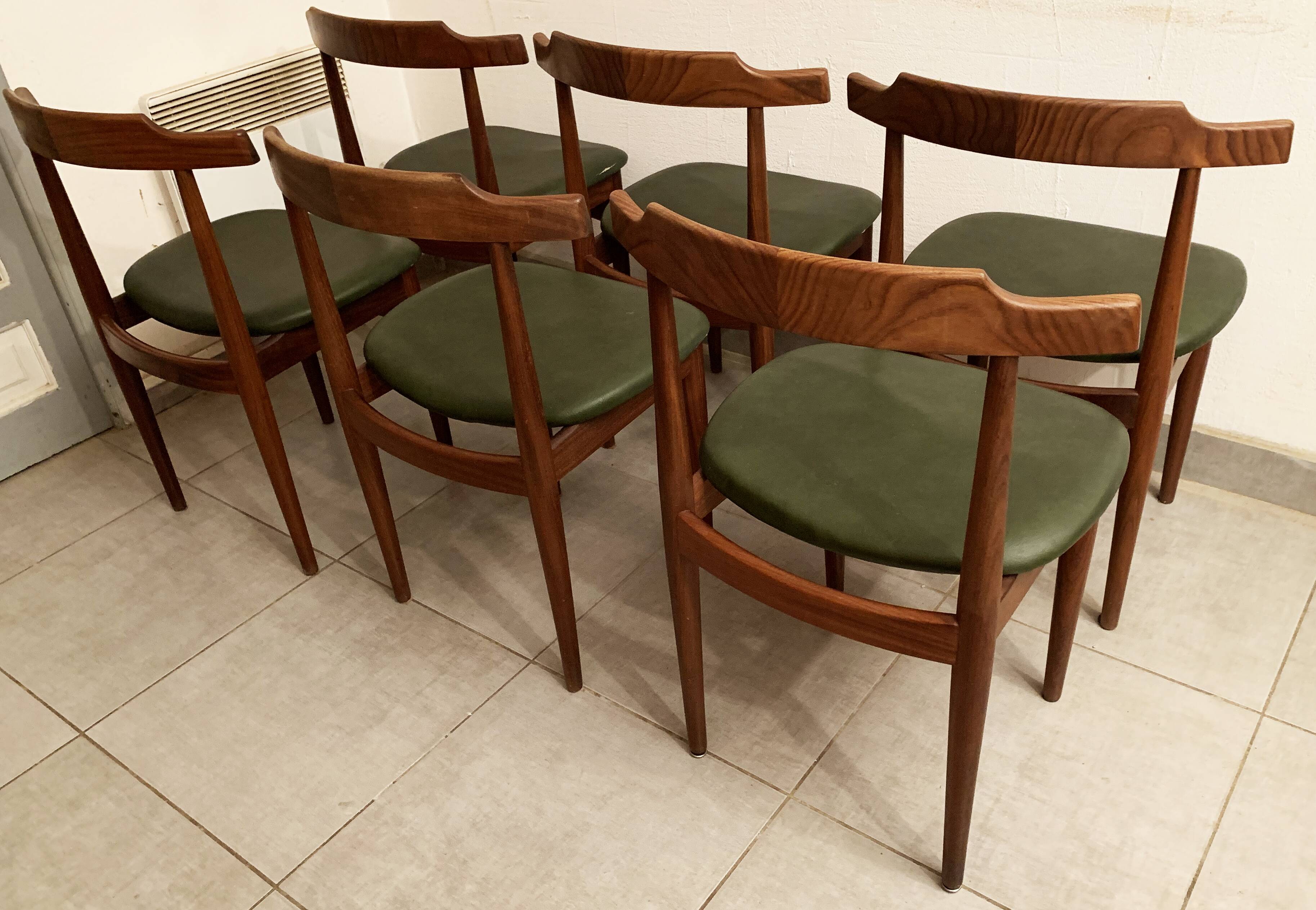Ensemble de 6 chaises danoises de Hans Olsen pour le fabricant Frem Røjle