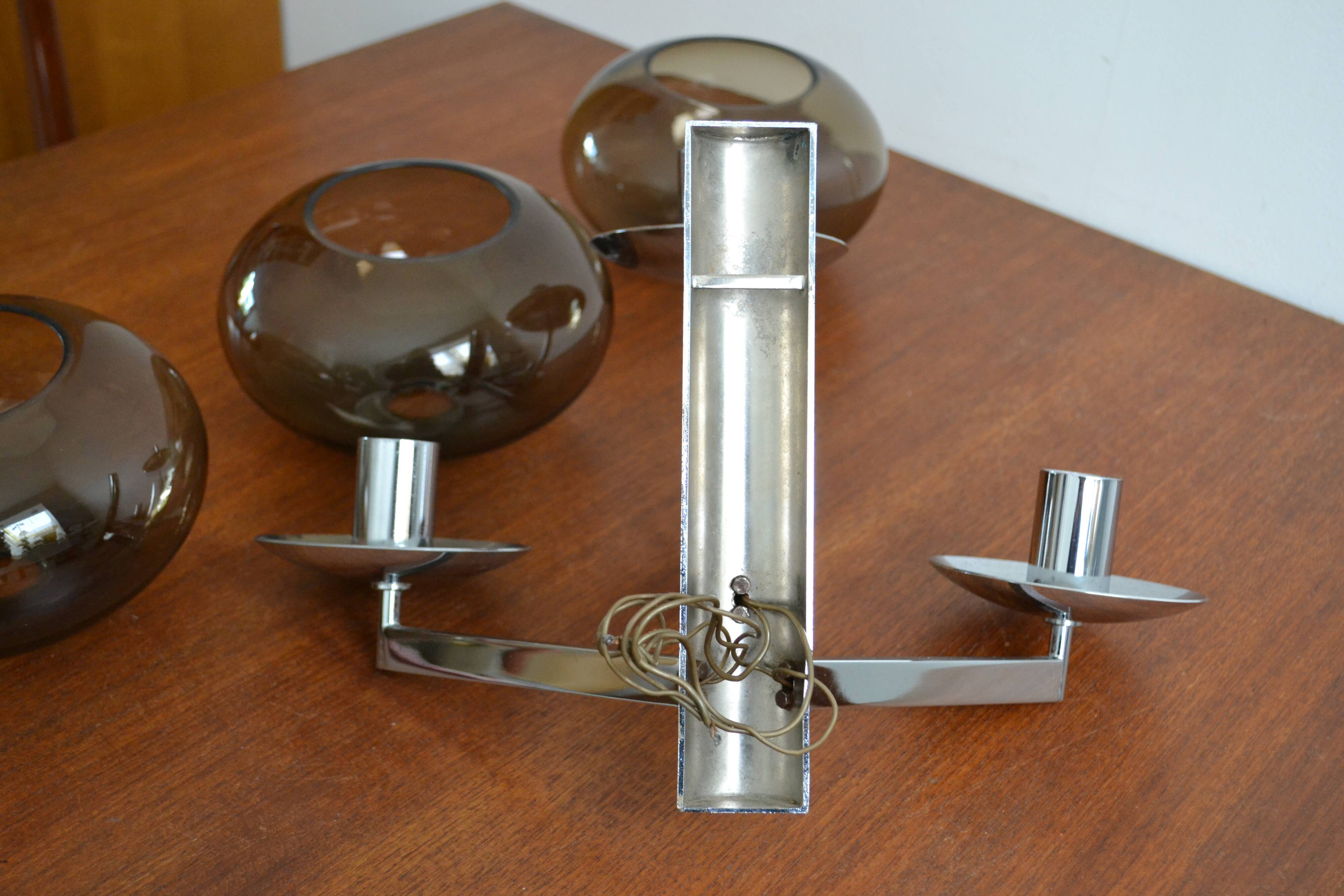 Wall lamp from Sciolari triple chrome and smoked glass