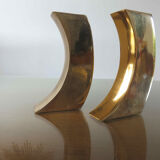 Pair of candle holders in golden brass, 70s