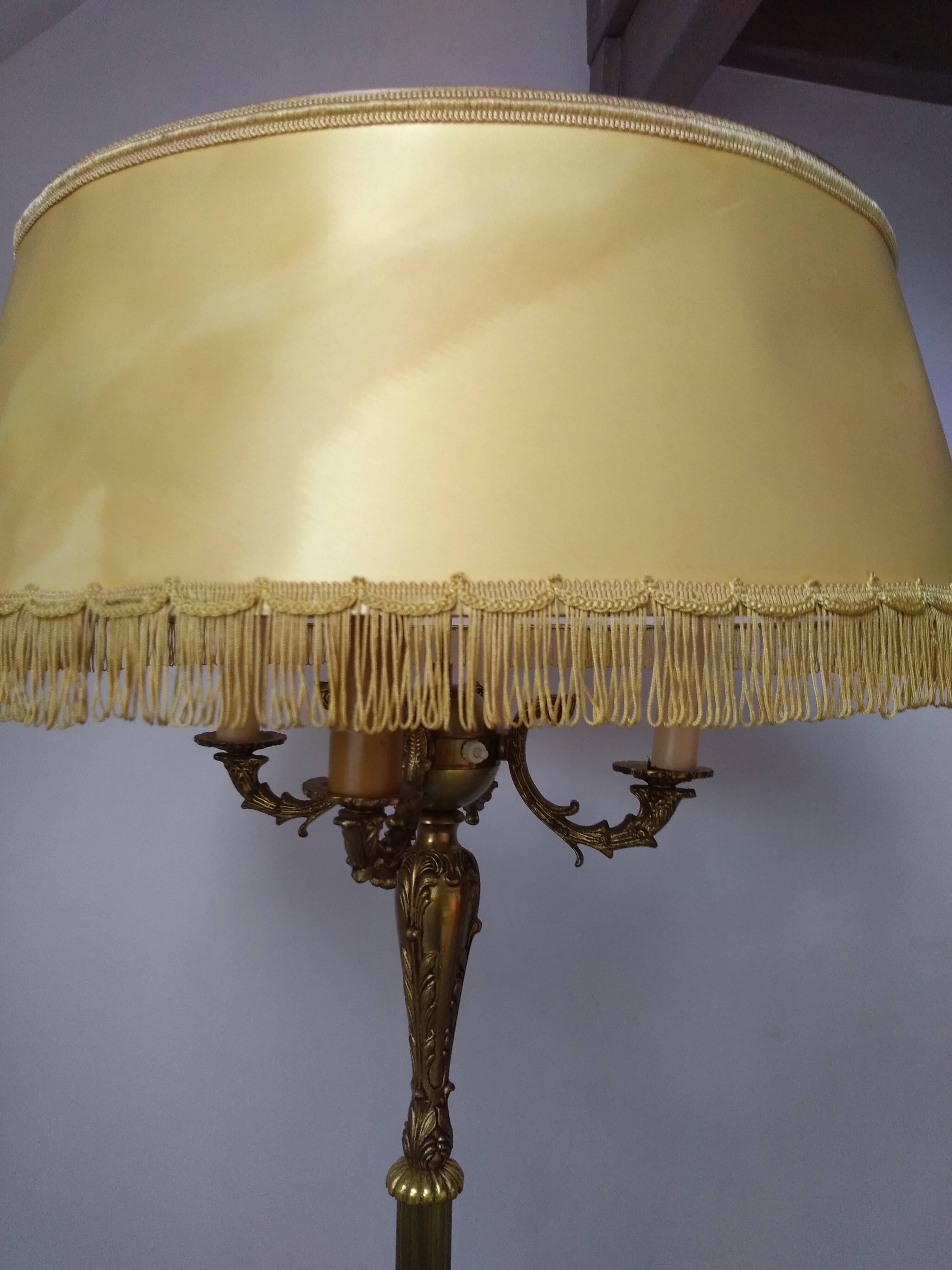 Floor lamp gilded bronze tripod 4 fires