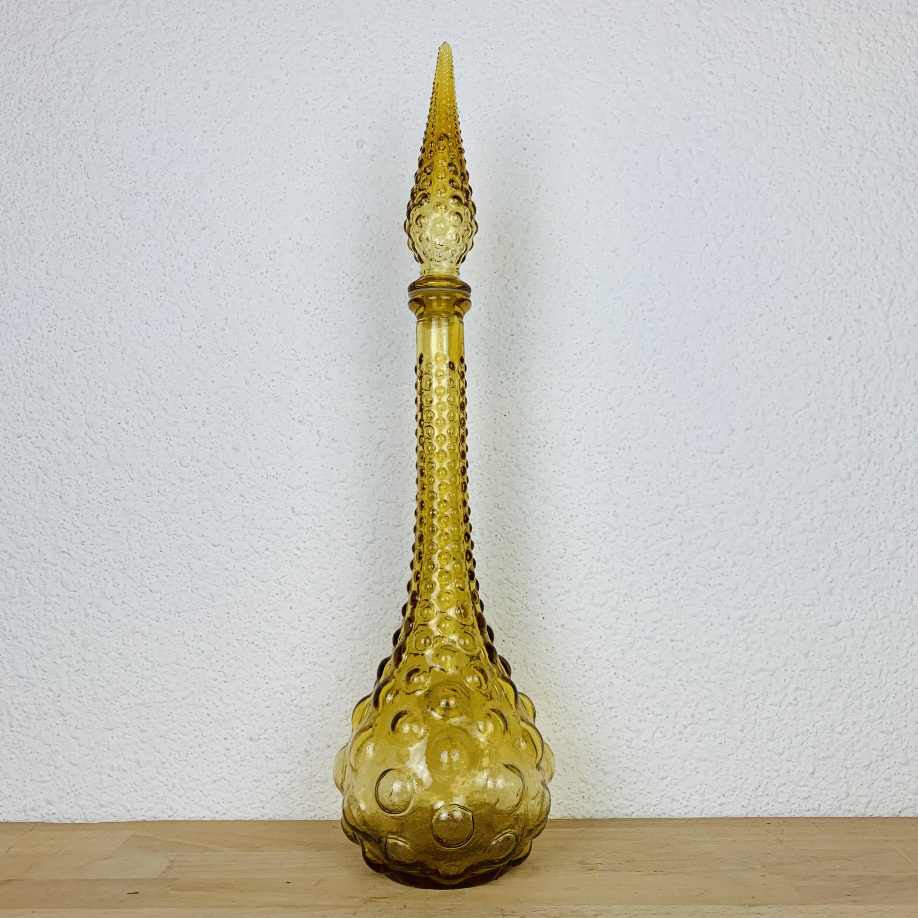 Carafe Empoli Italian bottle yellow glass, vintage
