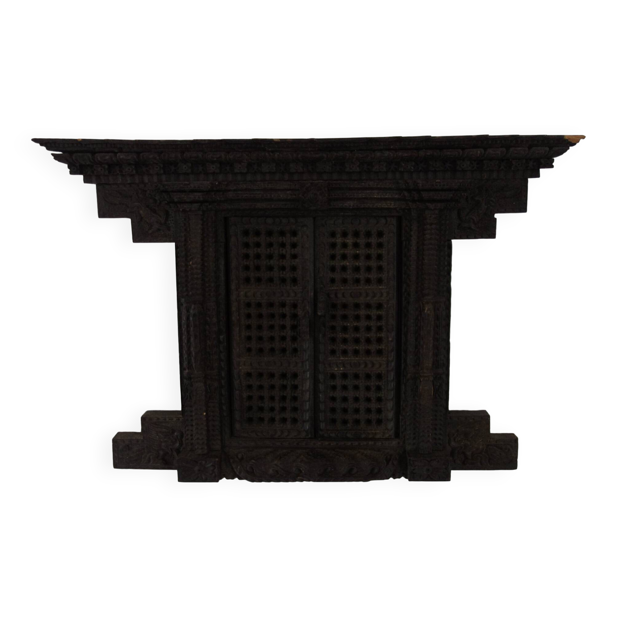 Old Newari Nepali window in carved wood
