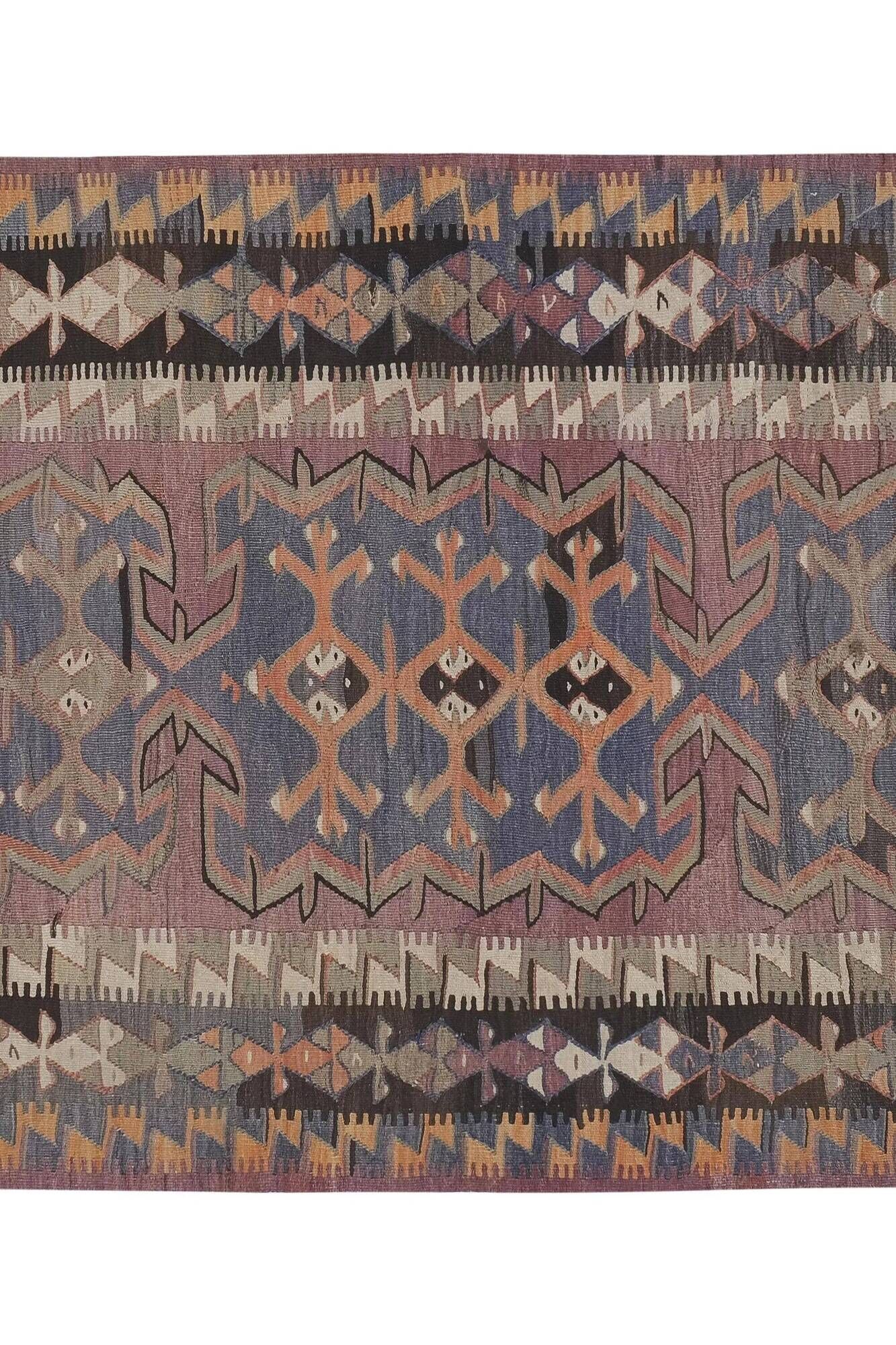 Vintage Turkish kilim, handwoven, 143x311 cm.