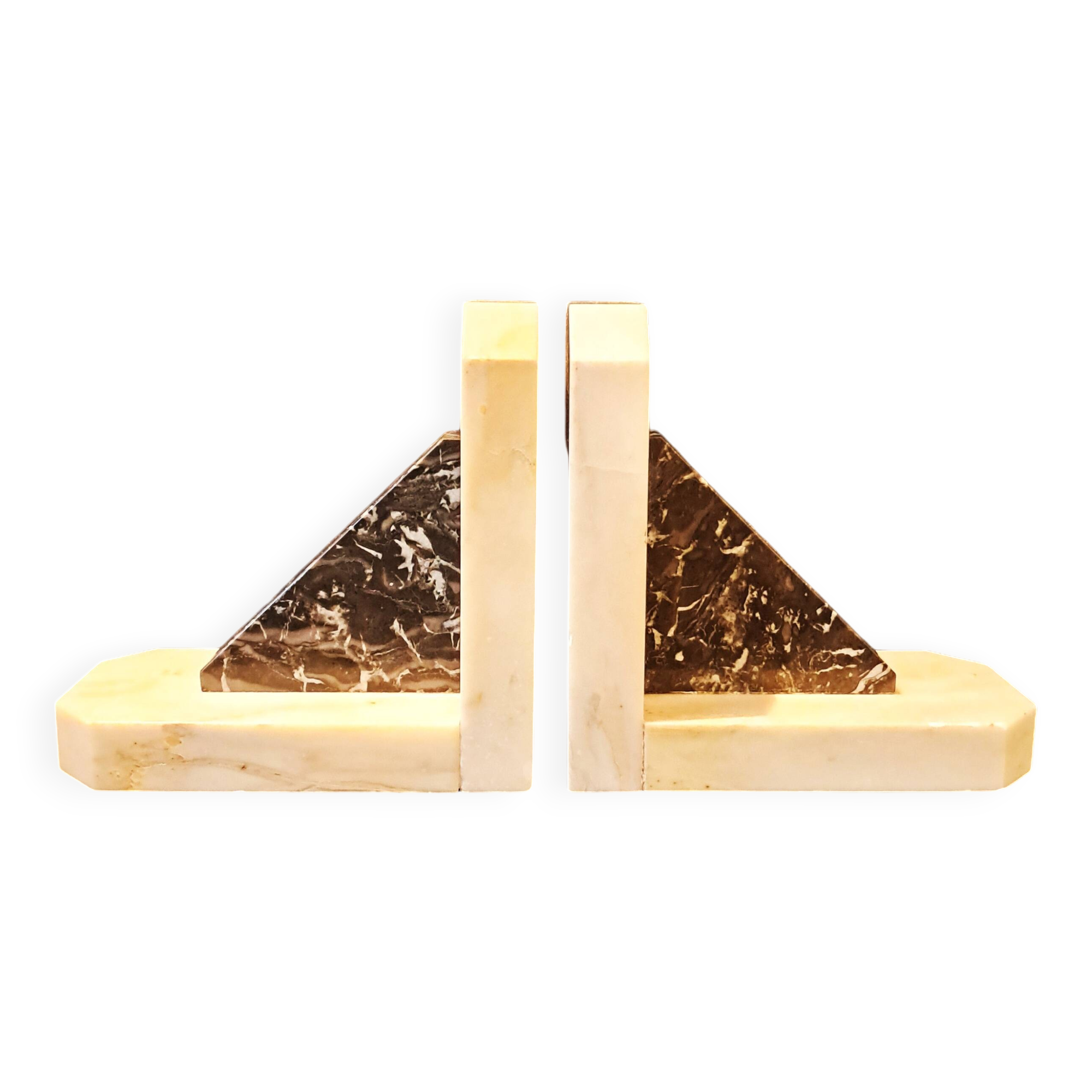 Pair of art deco bookends in black and grey marble