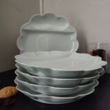 Set of 5 porcelain asparagus plates Lafarge Limoges France