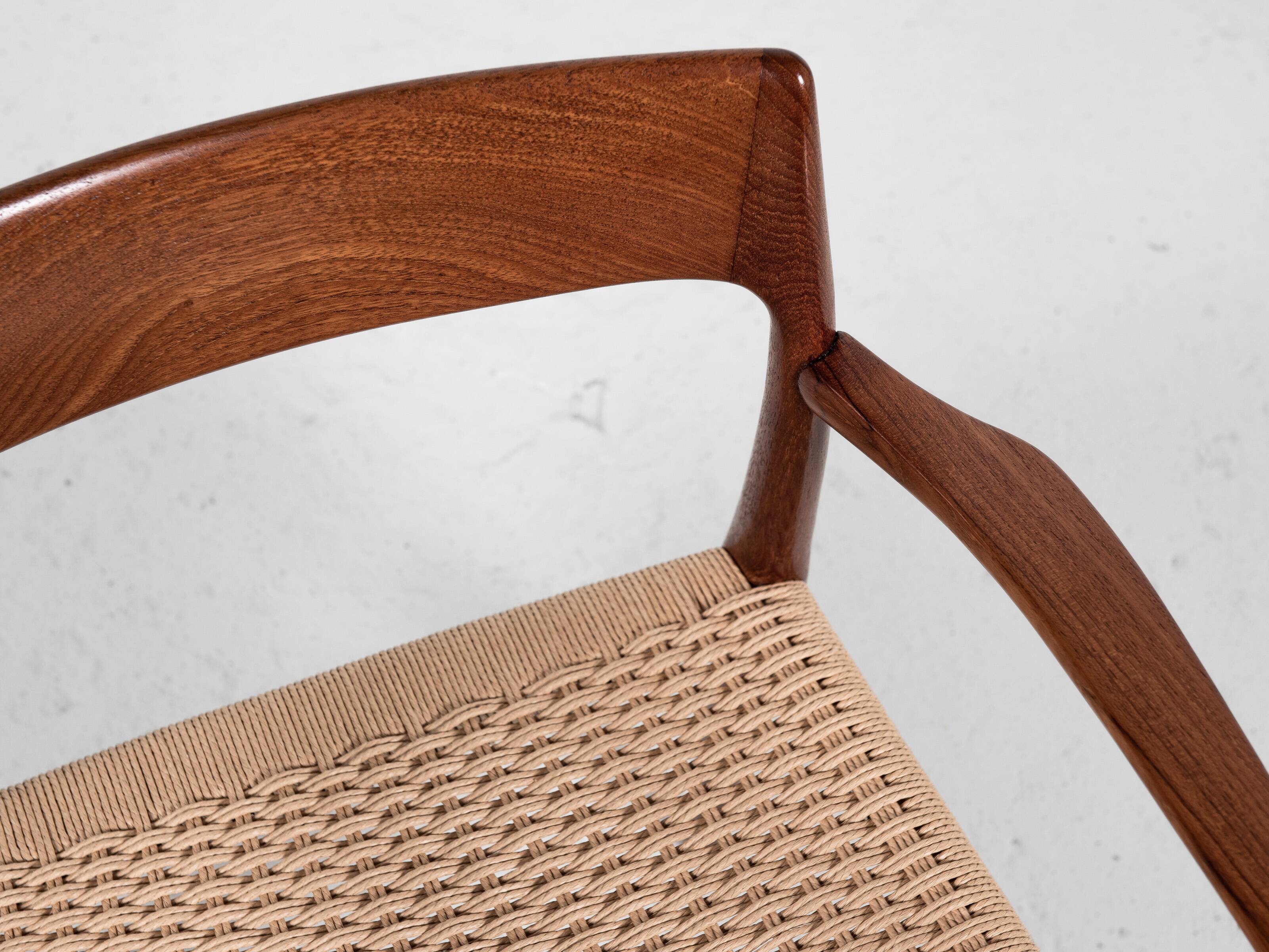 Chaise danoise vintage Modèle 57 en teck et nouveau papercord par Niels Otto Møller 1960