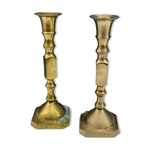 paire de bougeoirs bronze - xxeme