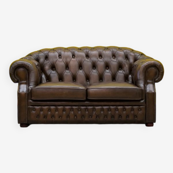 Vintage brown leather chesterfield sofa
