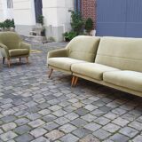 Danish Scandinavian modular corner sofa of years soft 50 green glossy