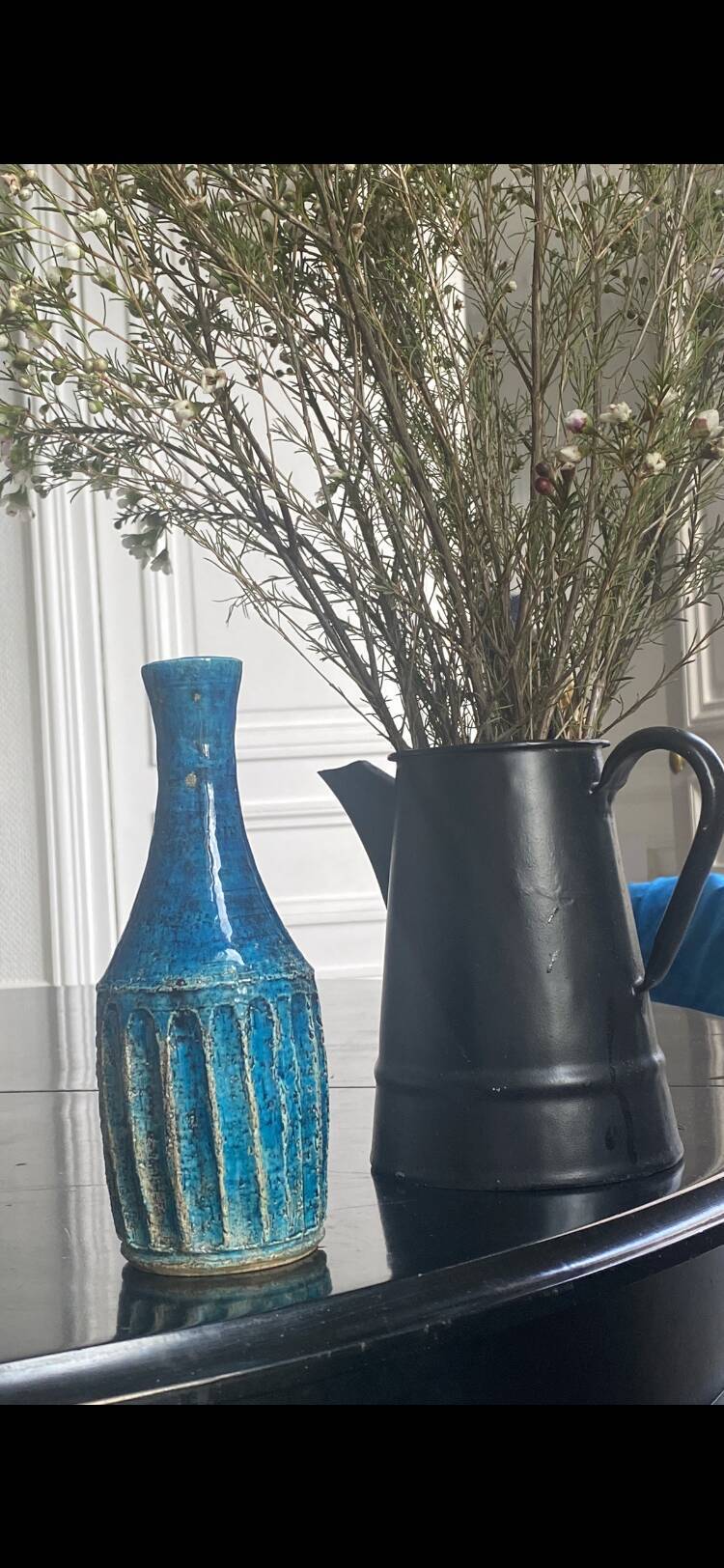 Vase vintage scandinave bleu
