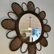 Vintage flower mirror in rattan and cannage 60s/70s