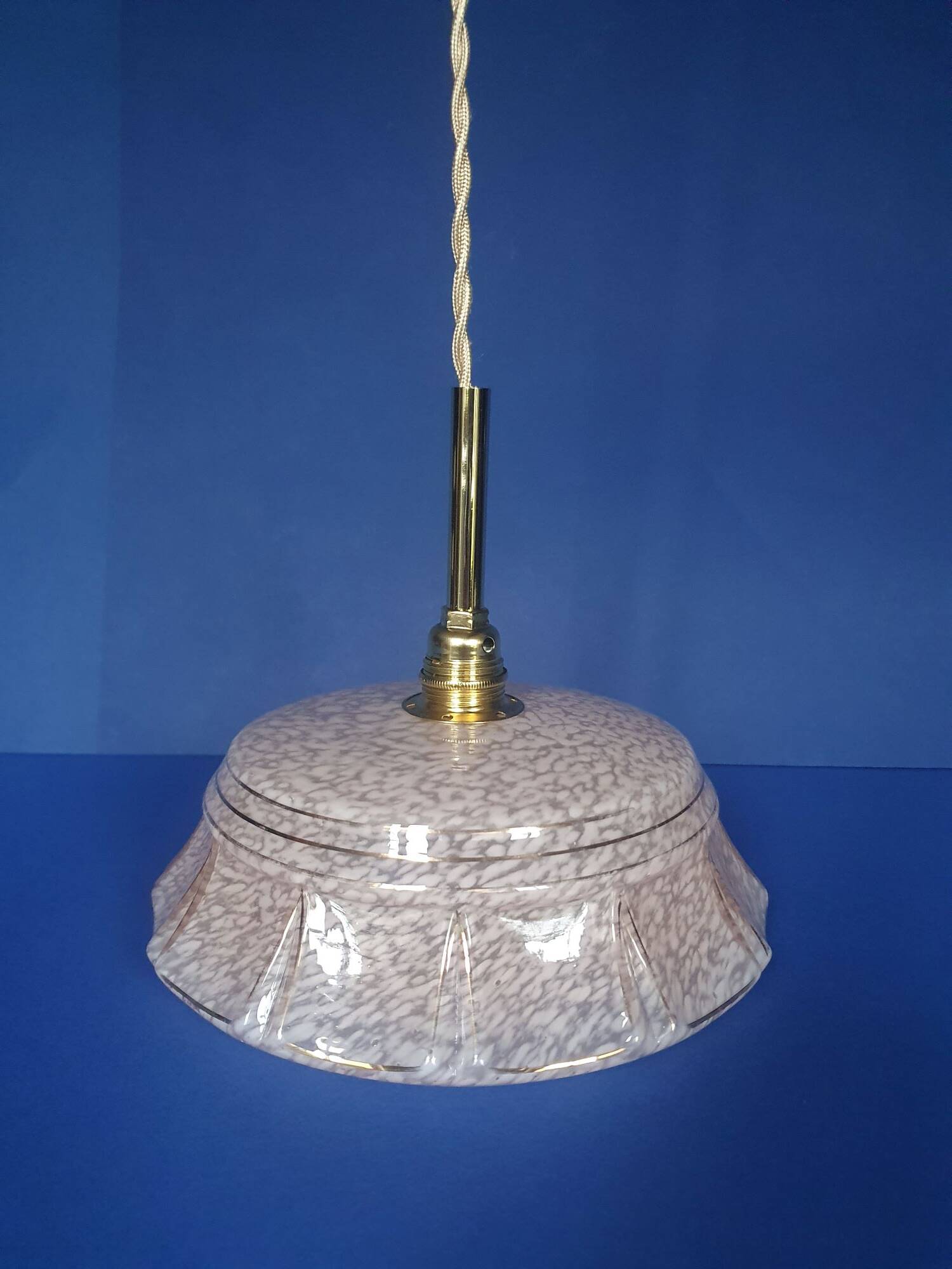 Art Deco pendant lamp from the 30s and 50s, vintage France - newly electrified