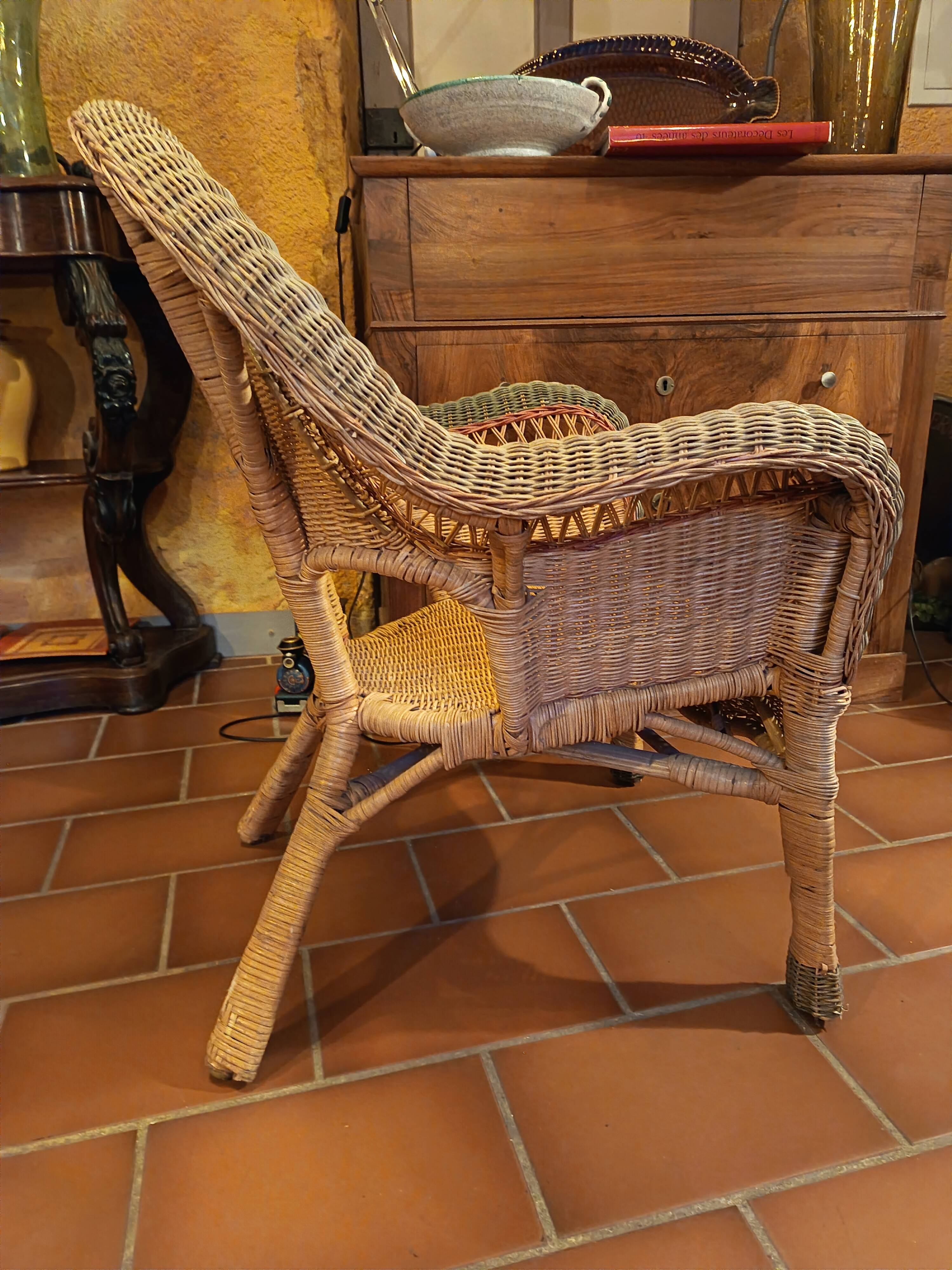 Rattan armchair and coffee table
