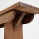 Rustic natural oak wooden bench with rounded details, France ca. 1900