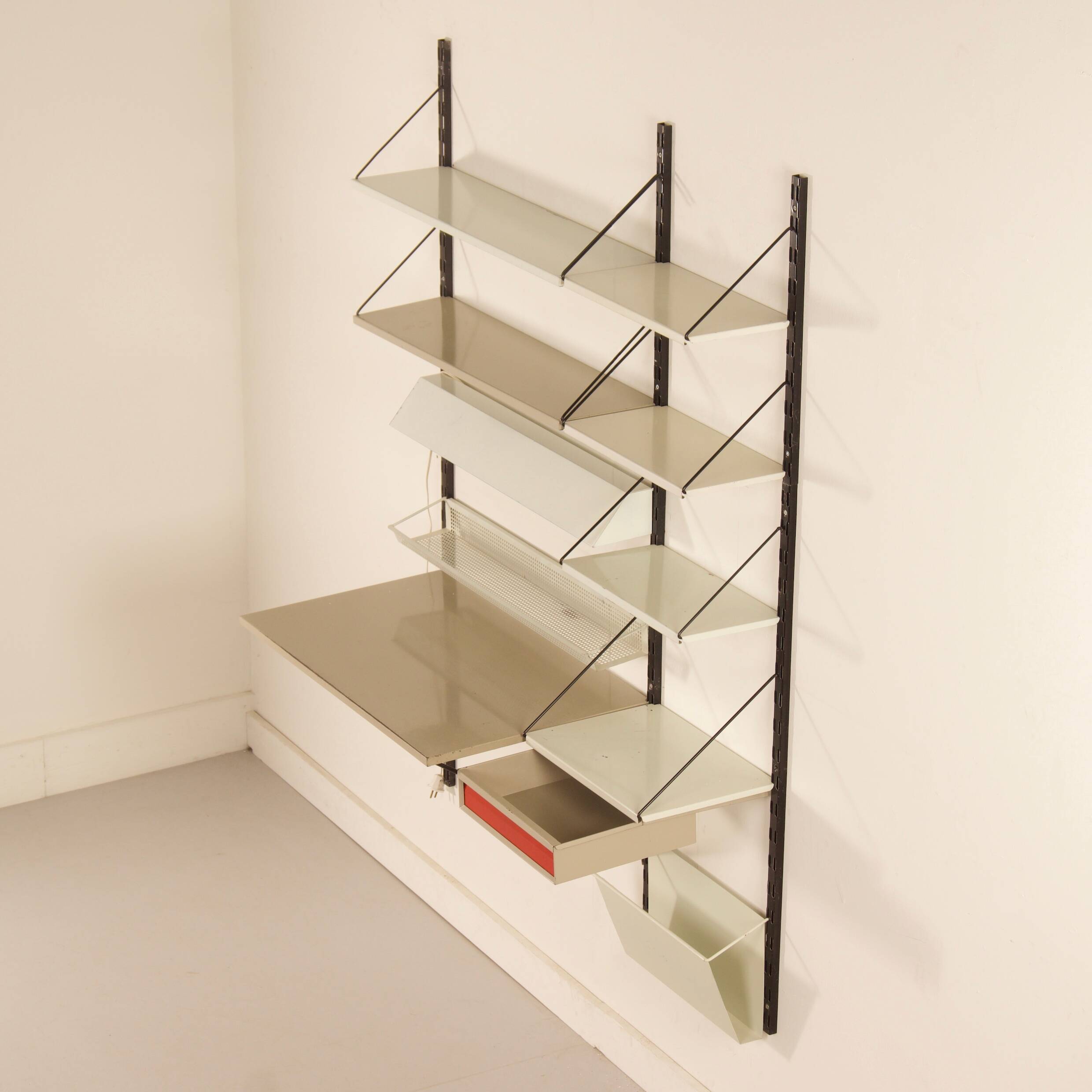 Pilastro Wall System by Tjerk Reijenga with Desk and Magazine Holder, 1960s